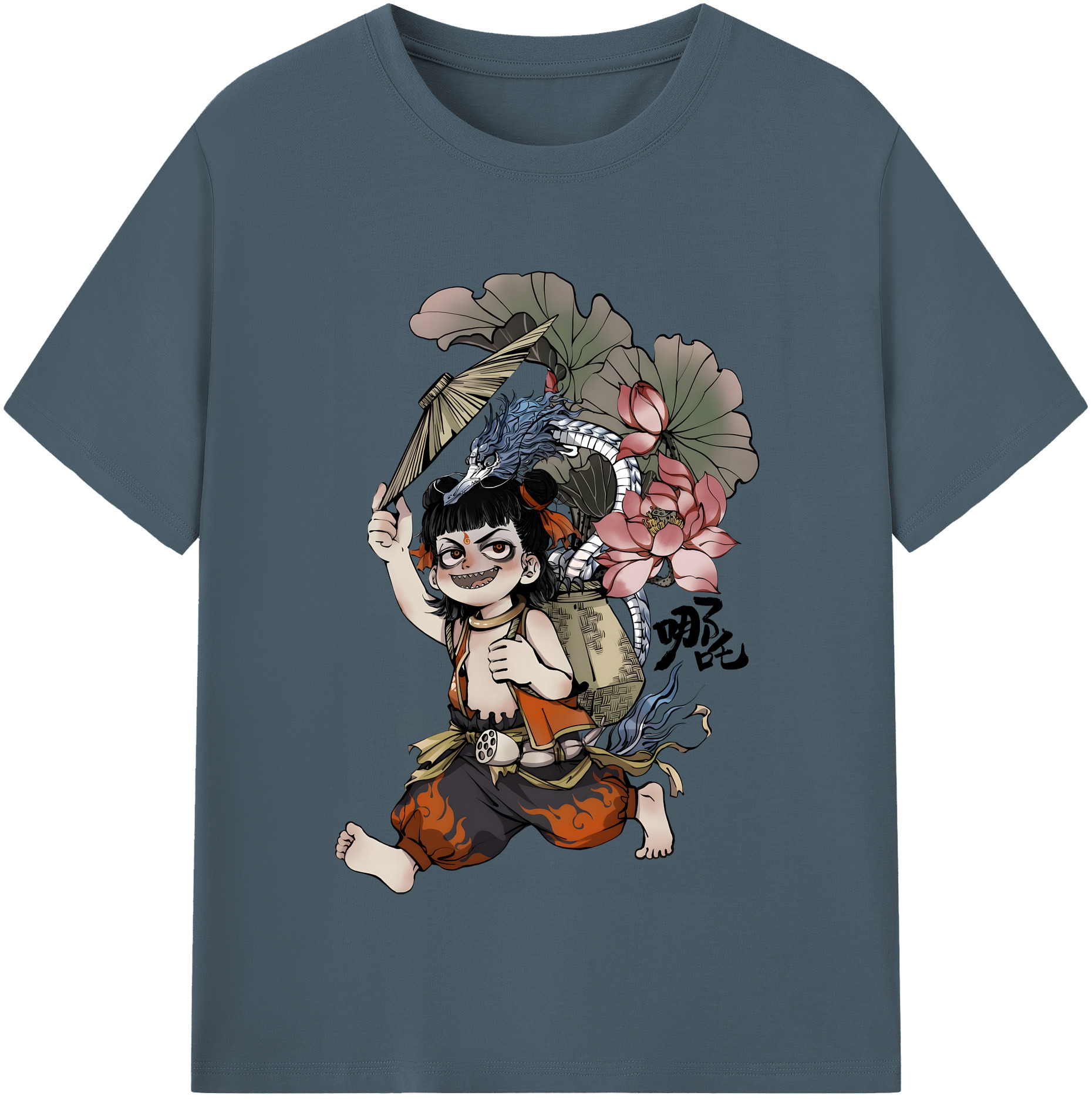 （画像用） Ne Zha 2 ナタ 魔童の大暴れ 綿100％半袖Tシャツ（フロントプリント）